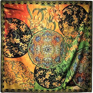 NWT Double Sided Silk Scarf 52"x52" Large Square Shawl Wrap XiangYunShal 2264